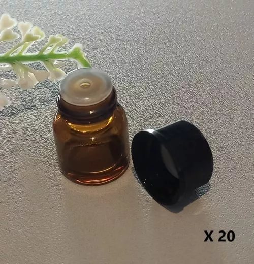 1ml Amber Glass Vial Bottles Box of 20