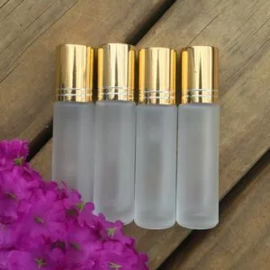 Frosted 10ml Glass Roller bottles with Gold Cap