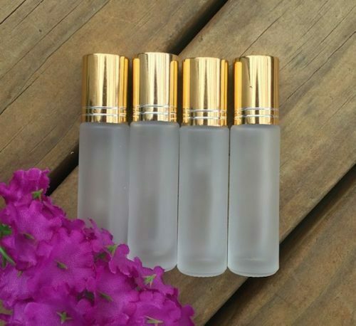 Frosted 10ml Glass Roller bottles with Gold Cap