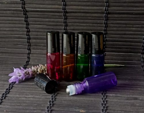 5ml Coloured Glass Bottles With Steel Roller - Box of 24