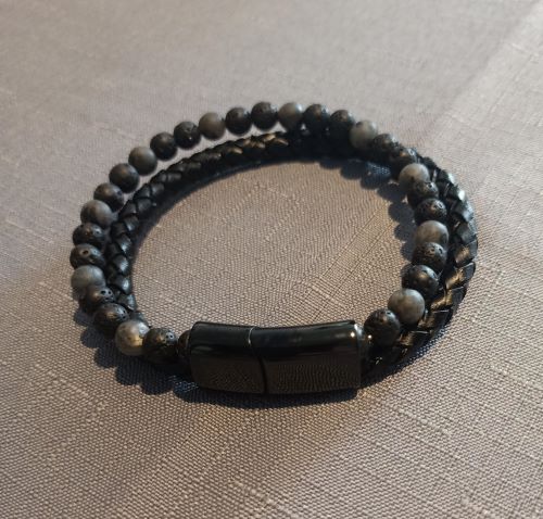 Leather and Lava Double Band Aromatherapy Diffuser Bracelet