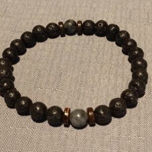 Volcanic Lava and Moonstone Aromatherapy Diffuser Bracelet - Large
