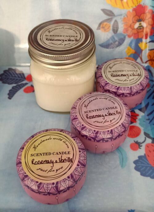 hand poured candles rosemary and vanilla